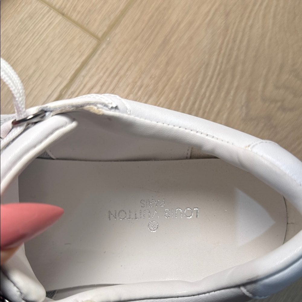 Louis Vuitton White and Blue Monogram Sneakers - Picture 7 of 9
